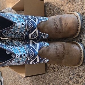 Twister Kids Boots - Brown and Blue Pattern